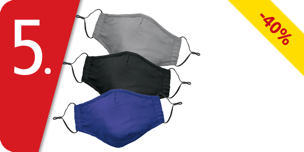 Mund-Nasen-Schutz, 3er-Set, blau, grau, schwarz