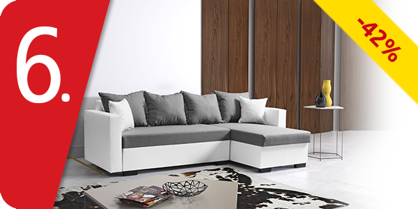 Ecksofa «Marty», weiss/grau