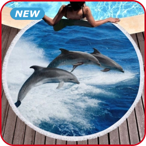 Strandtuch rund «Delfin», Ø 150 cm
