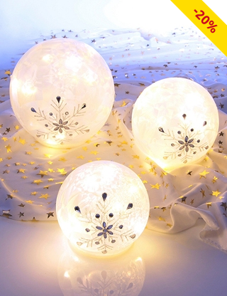 LED-Glaskugeln «Schneeflocke», 3er-Set