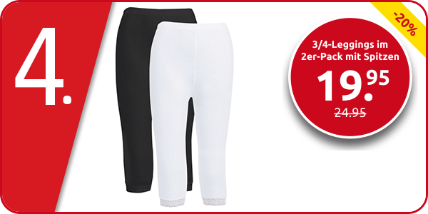 3/4-Leggings im 2er-Pack mit Spitzen