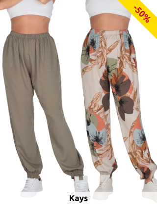 Fliessende Hose mit elastischer Taille, khaki