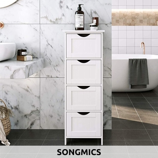 SONGMICS Regal «Nino», 4 Schubladen, B 30 x H 82 x T 30 cm, weiss