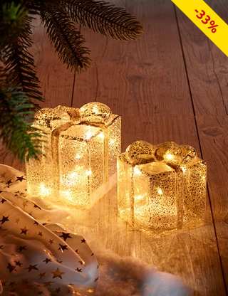 LED-Geschenke 2 Stück, goldfarben