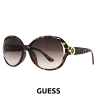 GUESS Damensonnenbrille mit rundem Logo, braun
