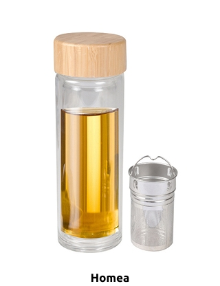 Homea Isolierflasche «Tea Bottle», aus Glas, mit Infusor