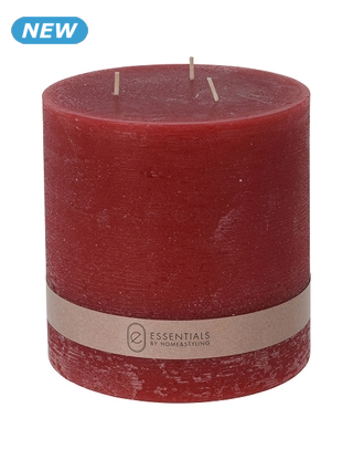 3-Docht Zylinderkerze, Brenndauer 92 Stunden, rot