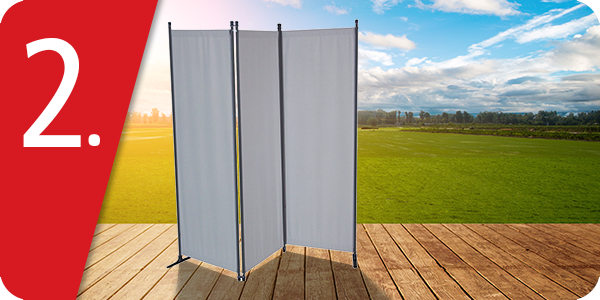 Paravent, Masse total 165 x 165 cm, grau