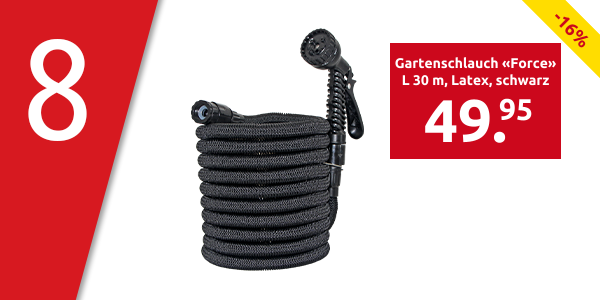 Gartenschlauch «Force» L 30 m, Latex, schwarz