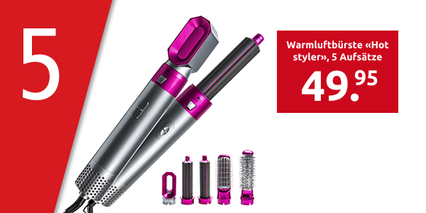 Warmluftbürste «Hot styler», 5 Aufsätze