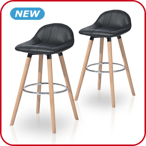 2er-Set Barstühle, schwarz/Holz