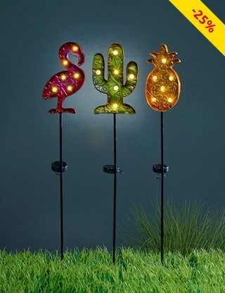 LED Solarlampen-Sticks, 3 Stück