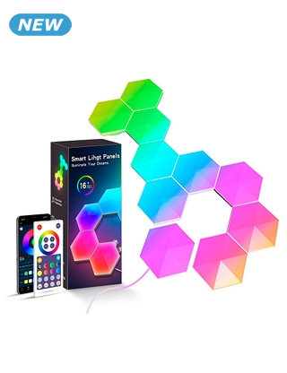 Wandleuchte «Hexalight», individuell gestaltbar, Licht- und Musikmodi