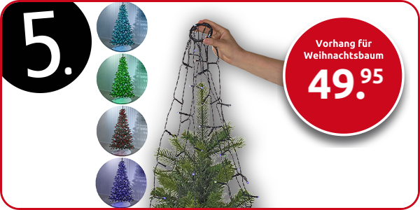 Vorhang für Weihnachtsbaum, 144 LED, Länge 1,8 m