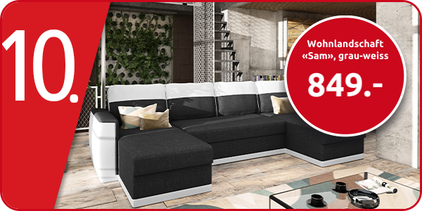 Wohnlandschaft «Sam», grau-weiss