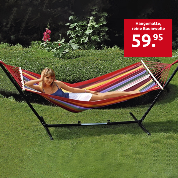 Hängematte, reine Baumwolle, L 190 x B 100 cm