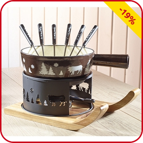 Fondue-Set «Berge», Caquelon aus Gusseisen