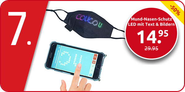 Mund-Nasen-Schutz LED mit Text & Bildern