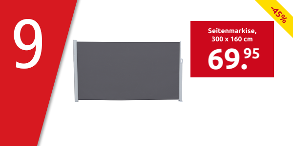 Seitenmarkise inkl. Wandhalterung, UV-Schutz, 300 x 160 cm, anthrazit