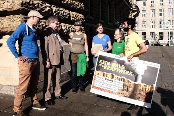 Protest im Norden: Kein Wald ins Kraftwerk! 100.000 Unterschriften gegen Holzverbrennung übergeben