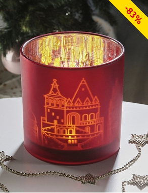 Windlicht, Ø 15 x H 15 cm, rot