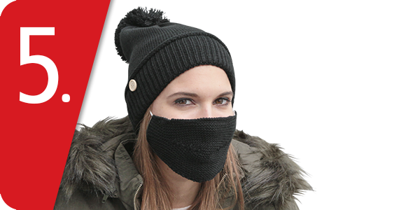 Set Mund-Nasen-Schutz + Mütze, schwarz