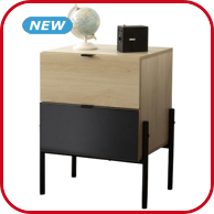 Nachttisch mit 2 Schubladen, zweifarbig