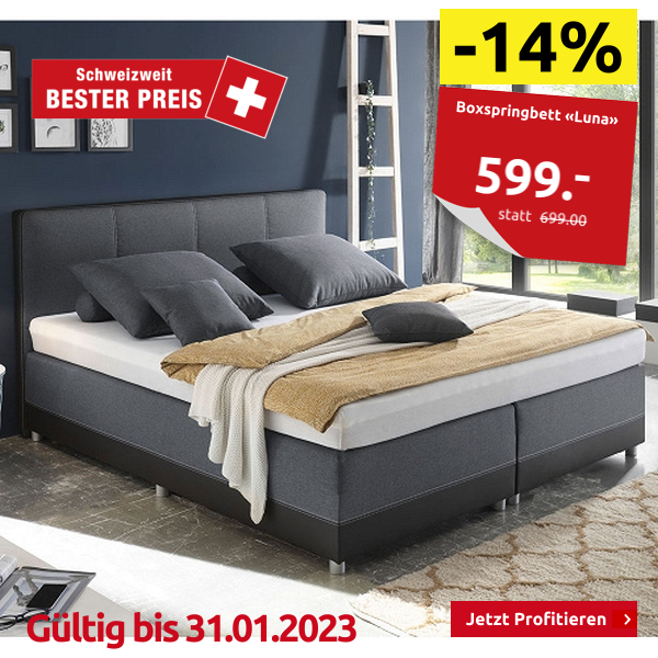 Boxspringbett «Luna», 140 x 200 cm