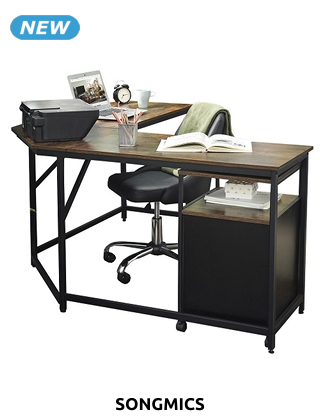 SONGMICS Schreibtisch «Winkel»,  L 149 x H 75 x T 149 cm, braun/schwarz