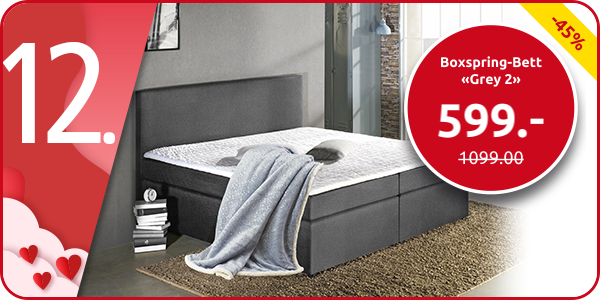 Boxspring-Bett «Grey 2», feste Matratze, 160 x 200 cm, anthrazit