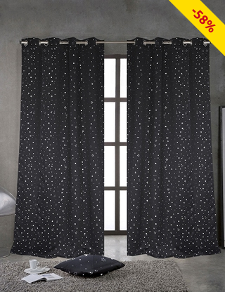 Lichtundurchlässiger Vorhang «Stars», 240 x 140 cm, anthrazit