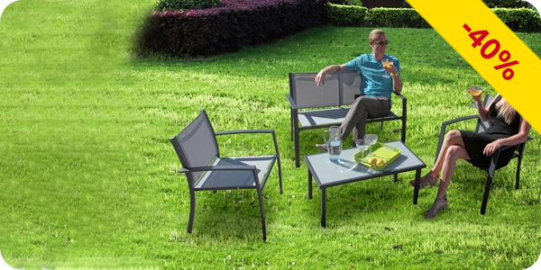 Gartenset «Primo», 4-teilig, grau