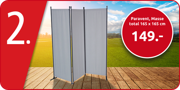 Paravent, Masse total 165 x 165 cm, grau