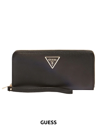 GUESS Portemonnaie mit Dreieck-Logo «Noelle», schwarz