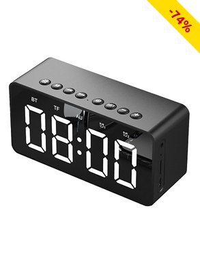 Bluetooth-Radiowecker mit Speicherkarten-Eingang und USB-Kabel