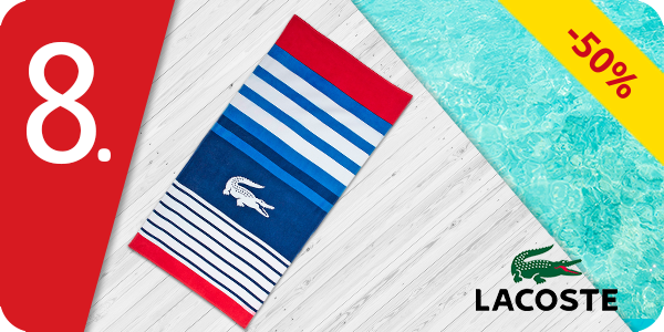 Lacoste Strandtuch gestreift, blau/rot