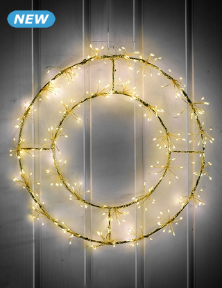 LED-Kranz «Blumenblüten», goldfarben, 290 LEDs