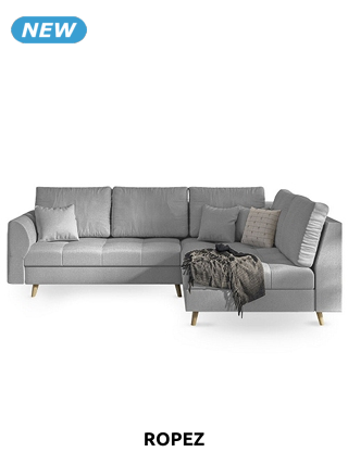 ROPEZ Ecksofa «Ario», Ottomane fix rechts, 231 x 161 x H 81 cm, grau
