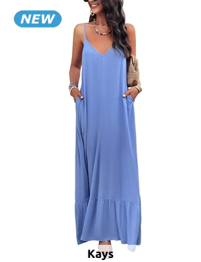 Langes Kleid «Bella», mit Taschen, blau