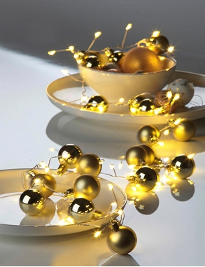 Girlande mit Weihnachtskugeln, 48 LEDs