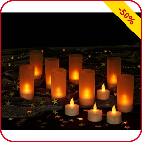 LED-Kerzen mit Ladegerät, 12 Stück