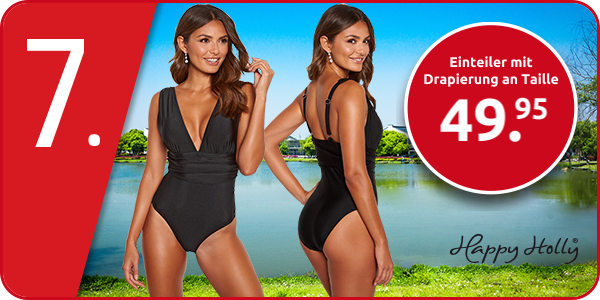 Einteiler mit Drapierung an Taille von Happy Holly, schwarz