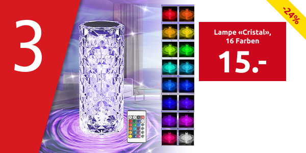 Lampe «Cristal», 16 Farben, H 19,5 cm