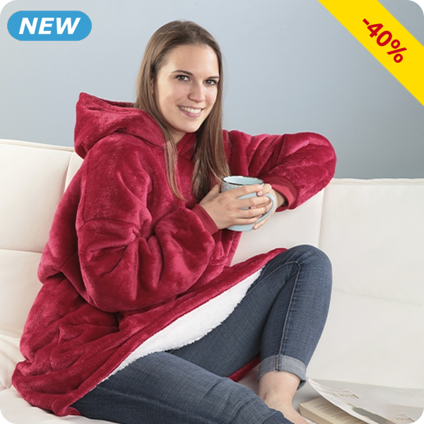 Fleecepullover, extragross, rot