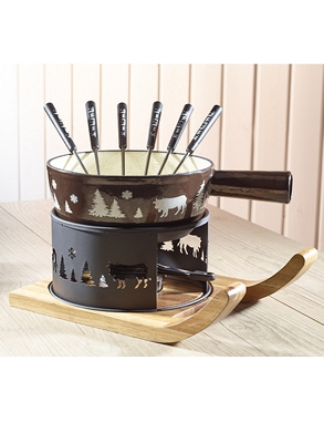 Fondue-Set «Berge», Caquelon aus Gusseisen 2,5 l