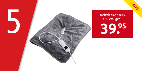 Heizdecke 180 x 130 cm, grau