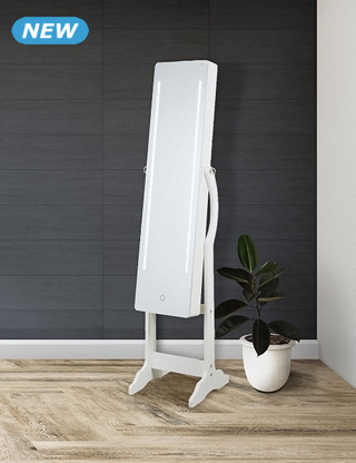 Schmuckschrank «Touchscreen LED», mit Spiegeltür, weiss