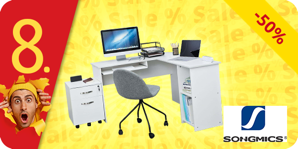 SONGMICS Eck-Schreibtisch, weiss