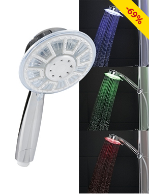 EASYmaxx Wasserspar-Duschkopf mit LEDs, funktioniert auf Wasserdruck