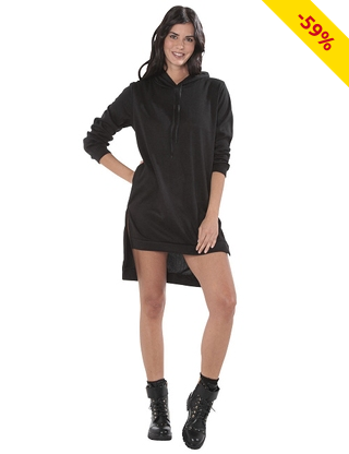 Kapuzenkleid, schwarz